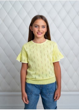 TopHat лимонна футболка для дівчинки із м'якої пряжі 21009